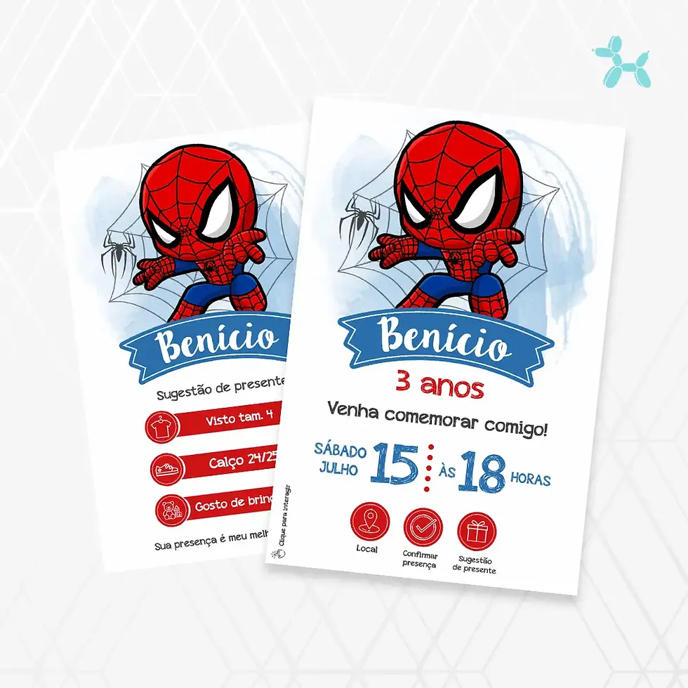Miniatura: Convite Interativo Homem Aranha Cute
