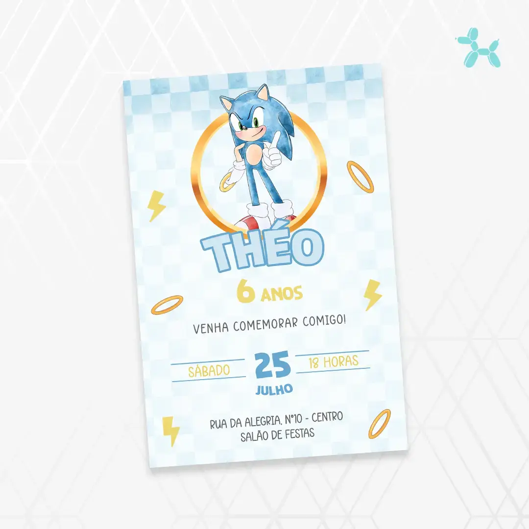 Convite Digital Sonic Aquarela