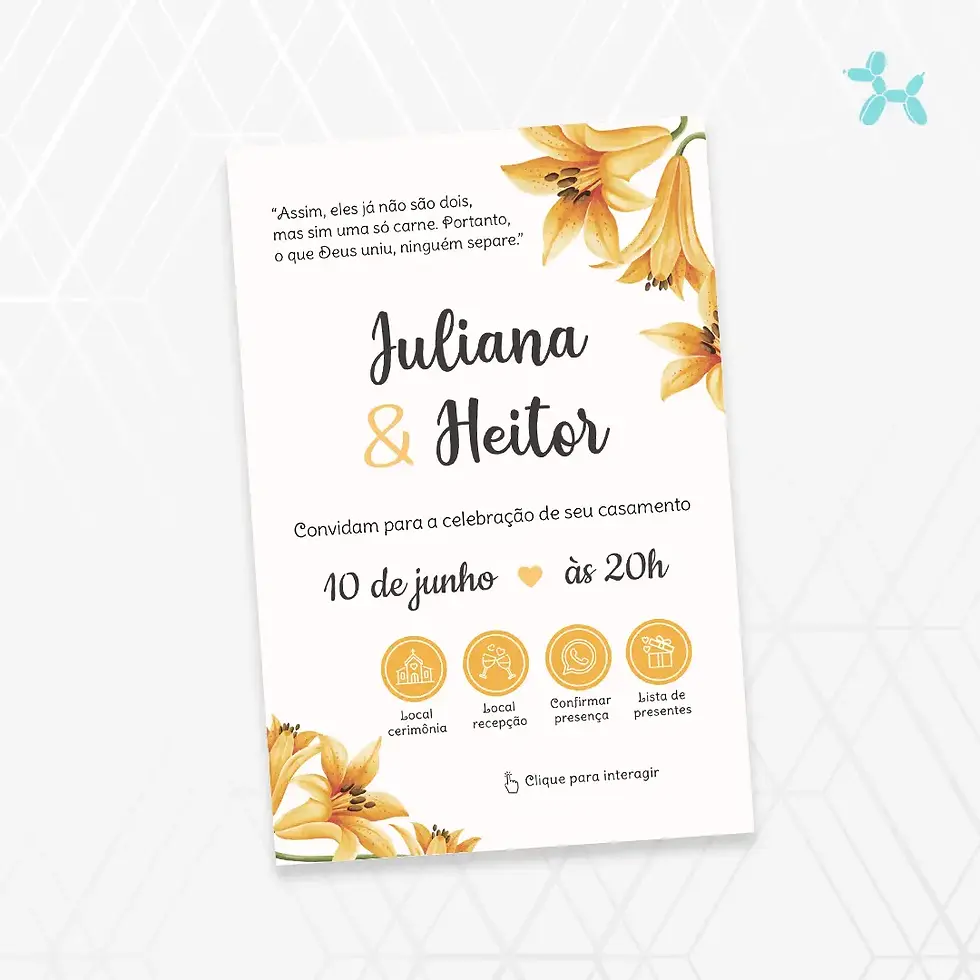 Convite Interativo Casamento Amarelo