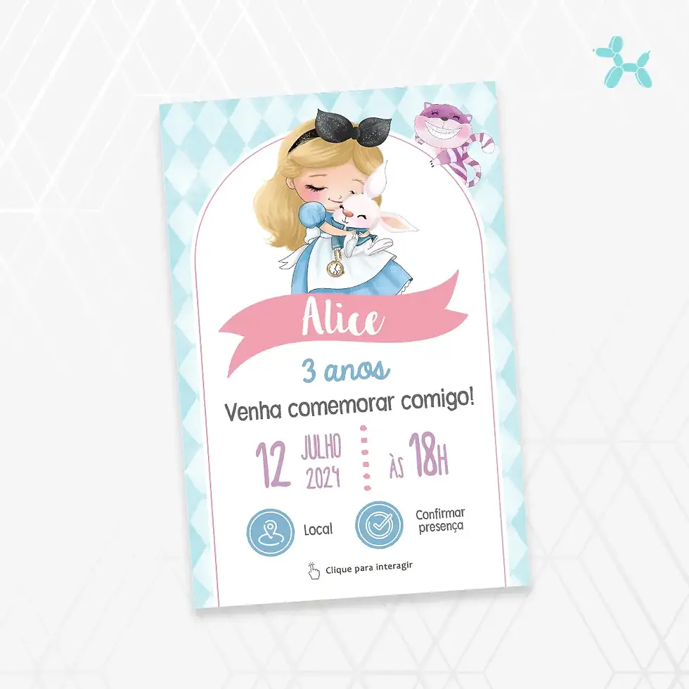 Convite Interativo Alice no País das Maravilhas