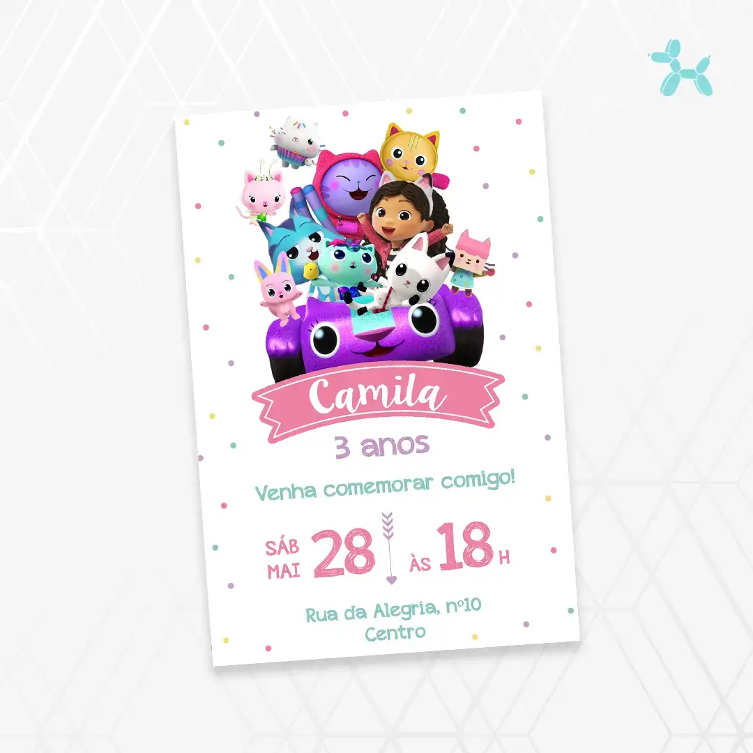 Convite Digital A Casa Mágica da Gabby
