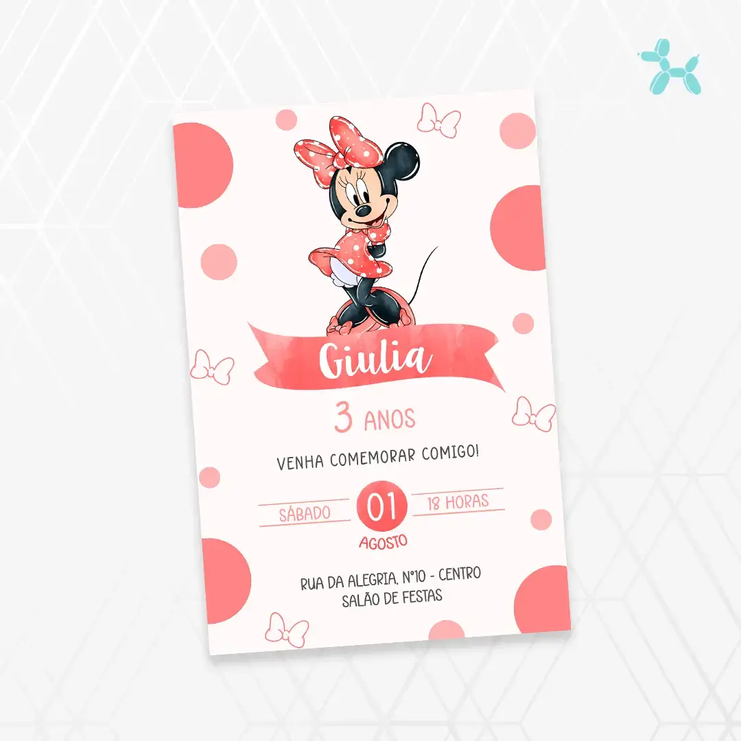 Convite Digital Minnie Vermelha