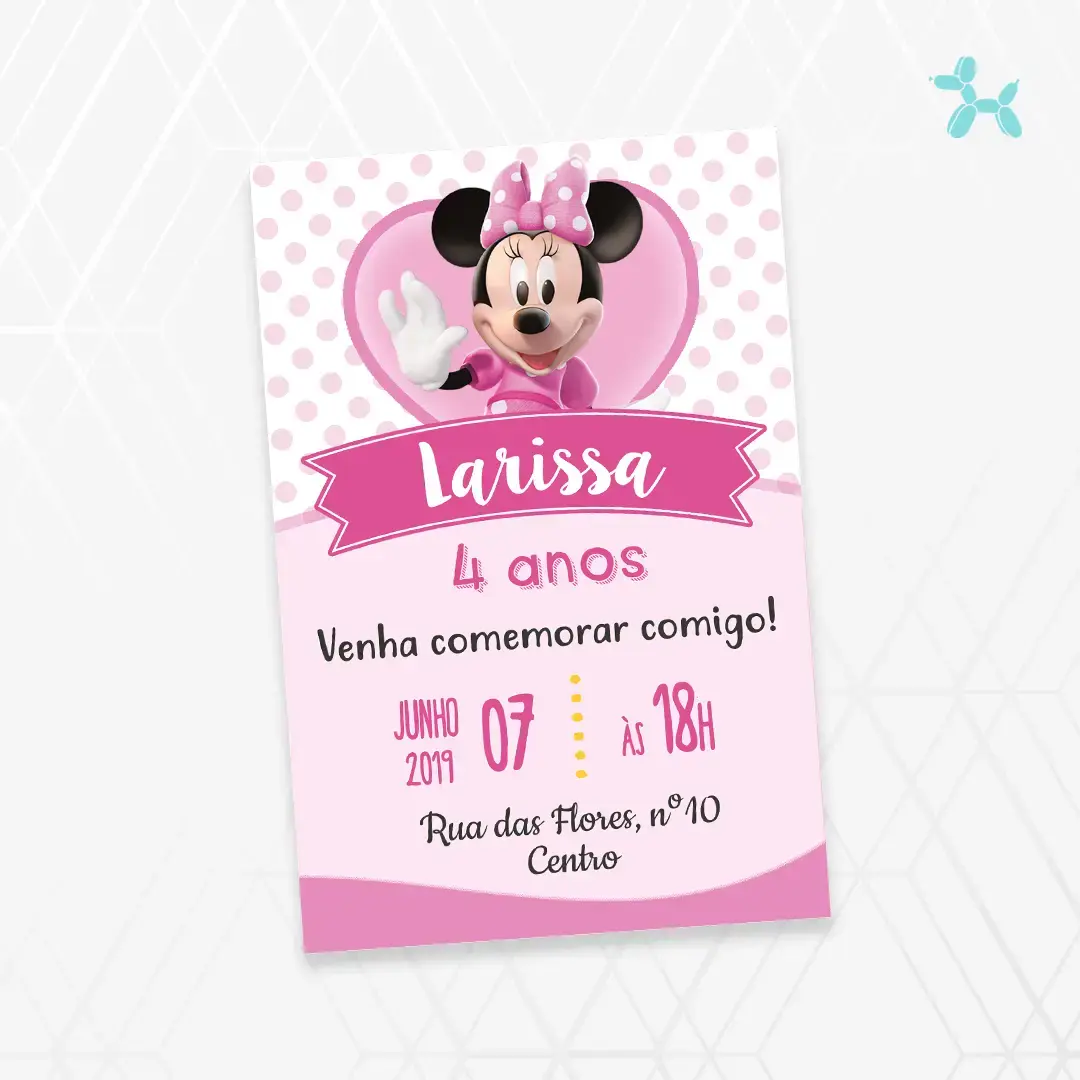 Convite Digital Minnie Rosa