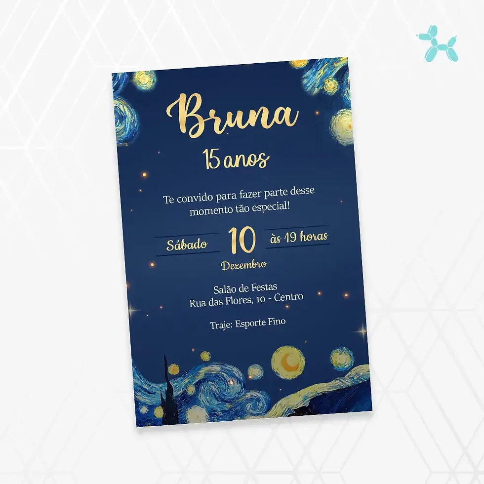 Convite Digital 15 Anos Noite Estrelada