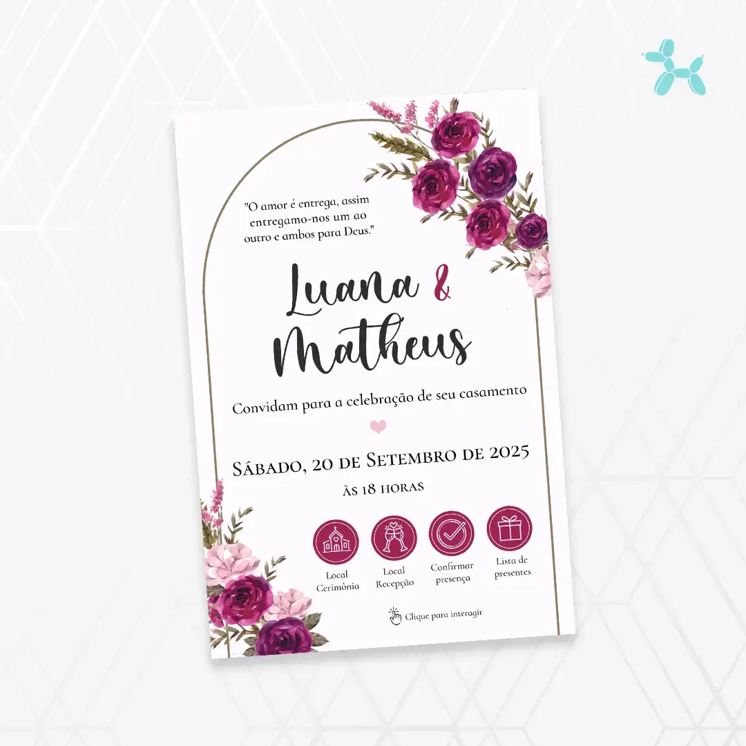 Convite Interativo Casamento Fúcsia