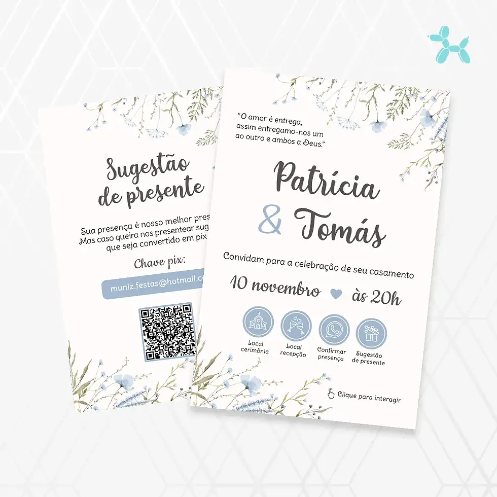 Miniatura: Convite Interativo Casamento Azul