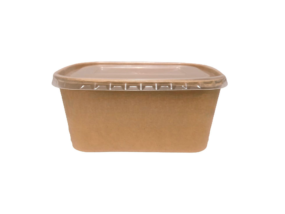 Miniatura: Saladeira Papel Kraft C/Tampa Retangular PP 1000ml C/25Unid
