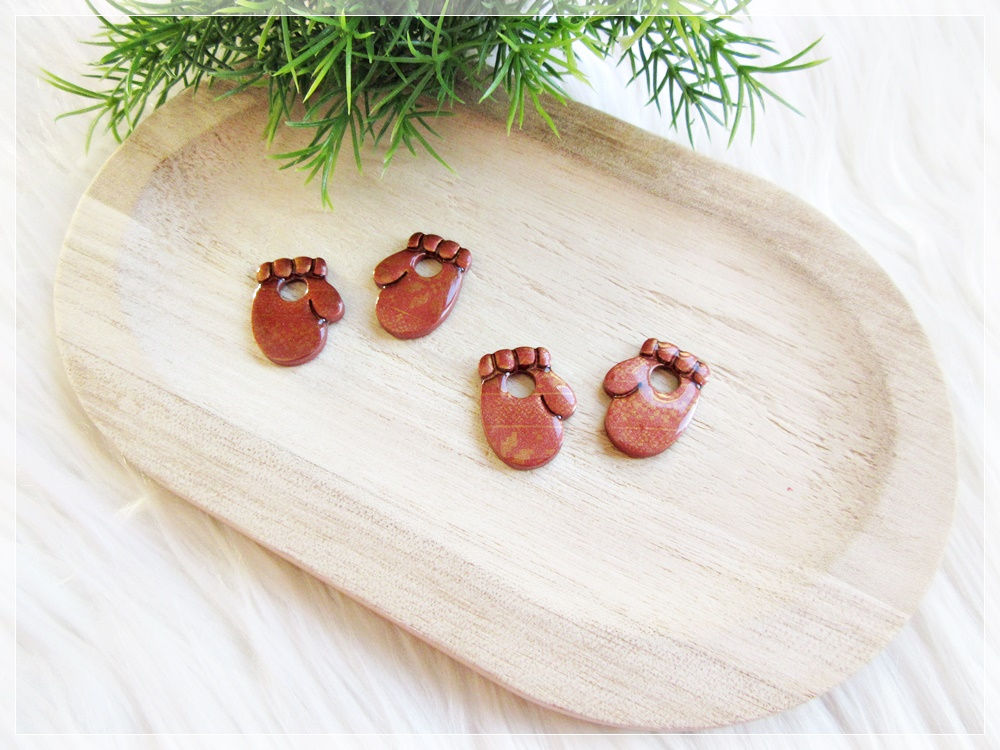 Pampilles " Moufle " / bronze nacré, motif hivernale doré / Texturé