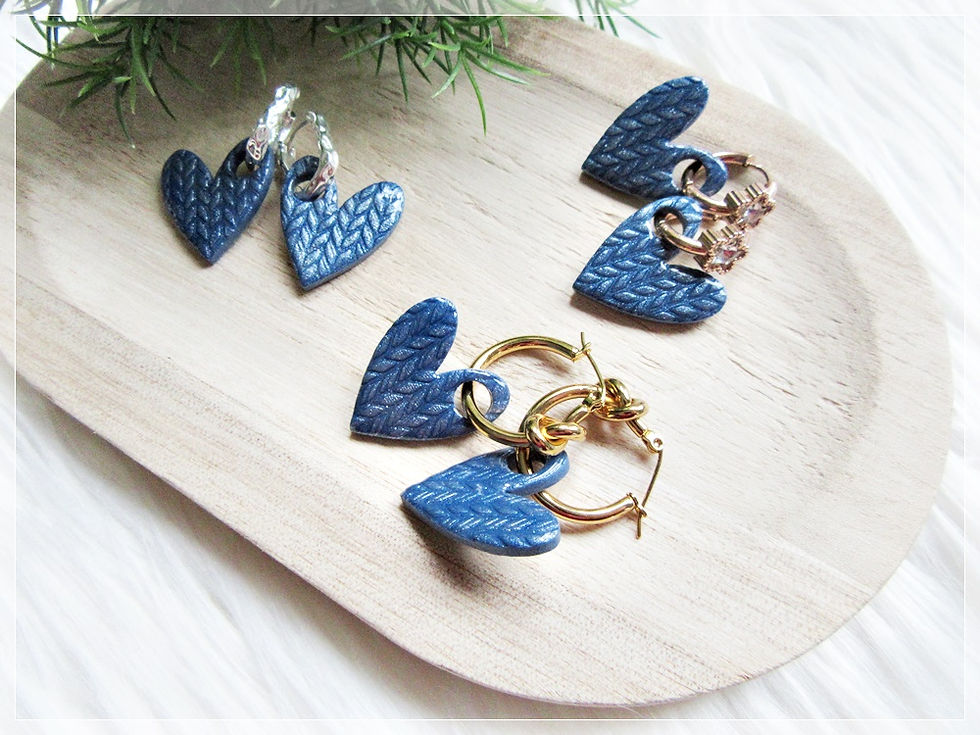 Miniature : Pampilles " Valentine " / bleu marine nacré / Texturé laine