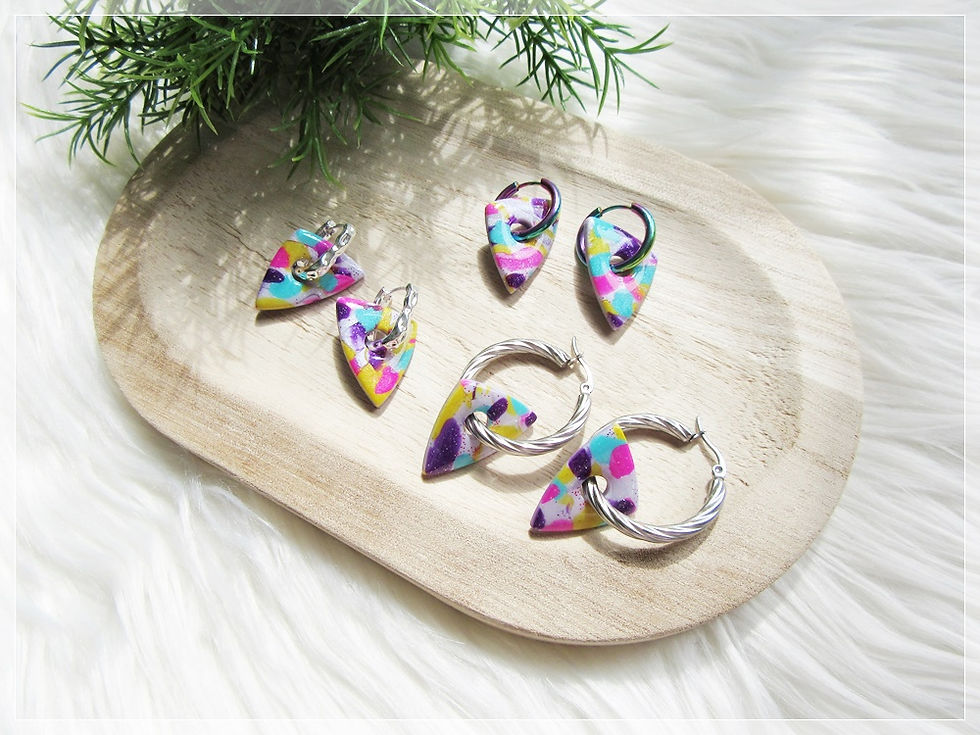 Miniature : Pampilles " Tina " / lilas taches colorées nacré pailletté / Motif