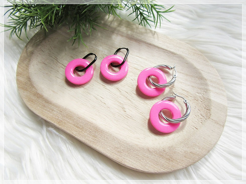 Miniature : Pampilles " Dolly " / rose fluo nacré pailleté / Uni