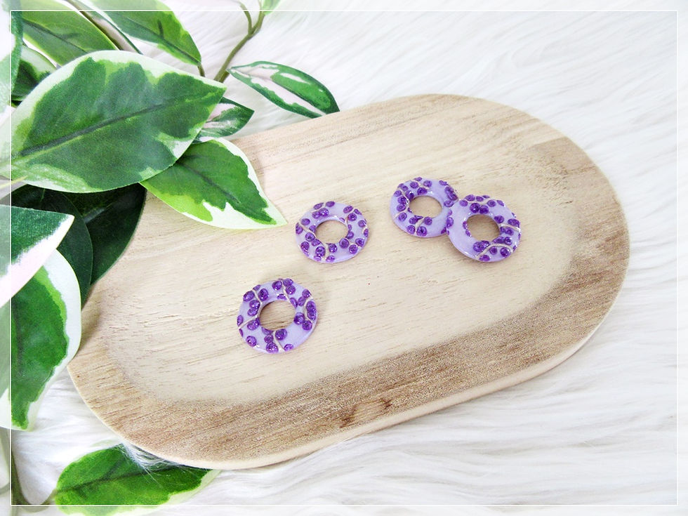 Miniature : Pampilles " Dolly " / lilas, baies violettes, nacré pailleté