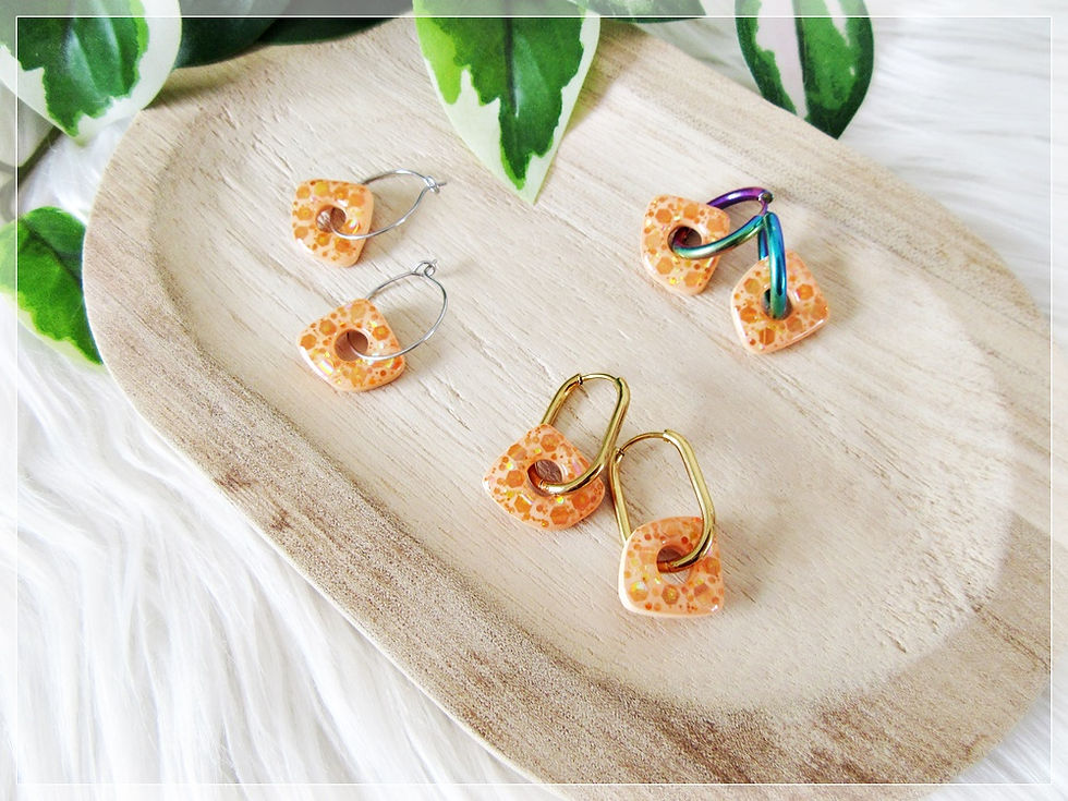 Miniature : Pampilles " Bélina "/ orange pastel nacré, paillettes holographique
