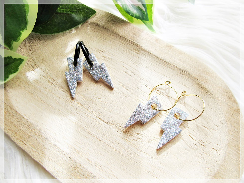 Miniature : Pampilles " Thora " / blanc argent paillette holographique