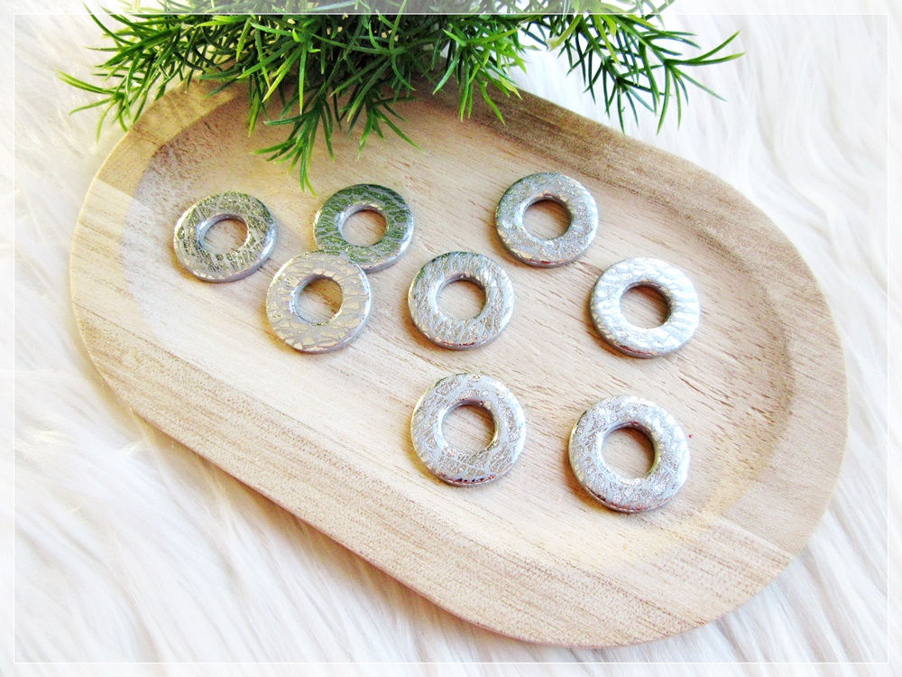 Pampilles " Dolly " / gris argenté & feuille d'argent