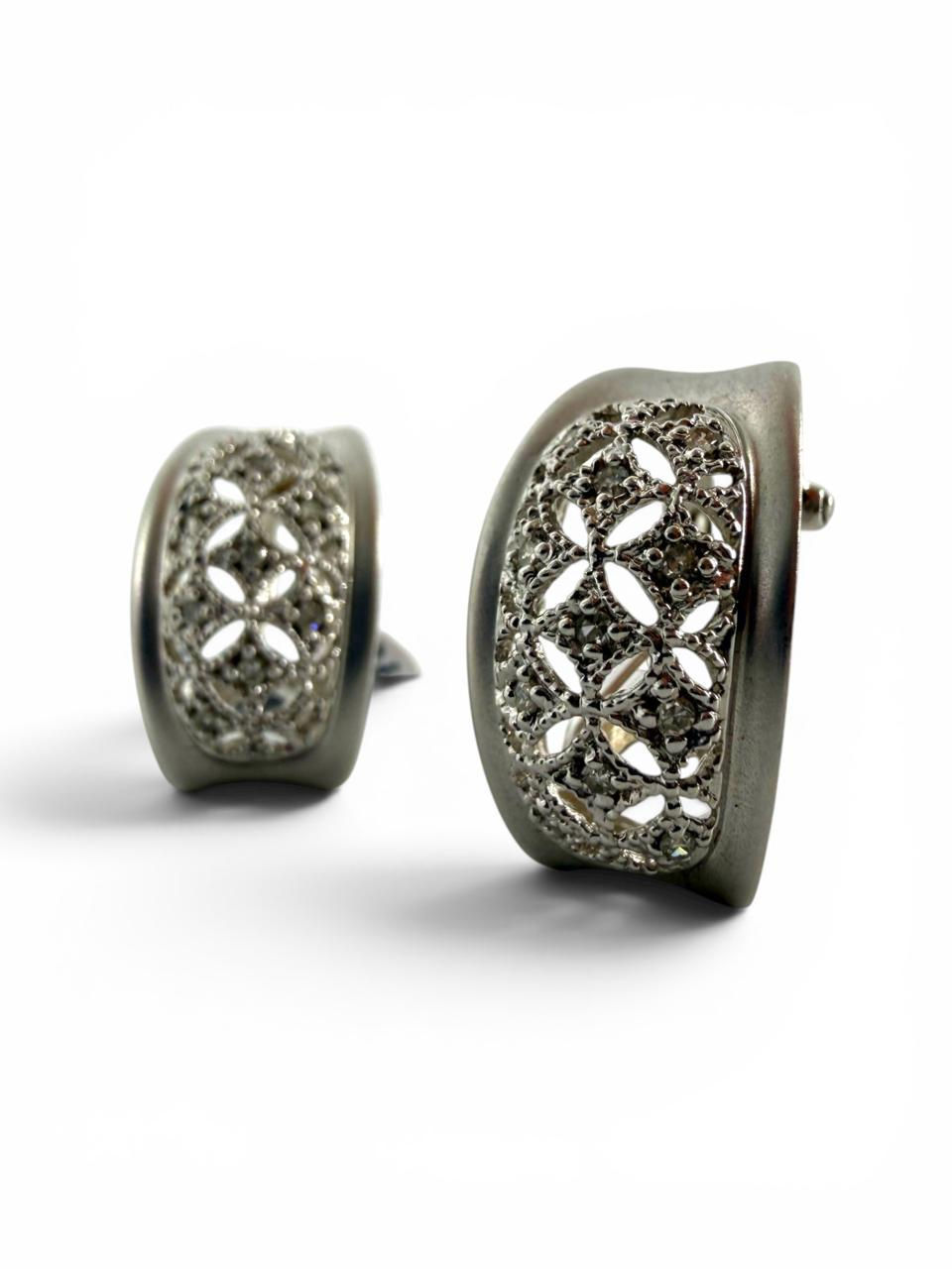 Thumbnail: 9ct White Gold Diamond Hoop Earrings