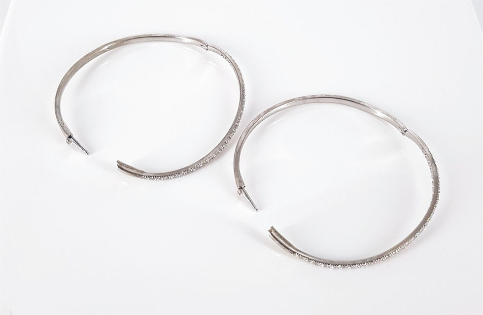 Thumbnail: 18CT WHITE GOLD CURVED DIAMOND BANGLES
