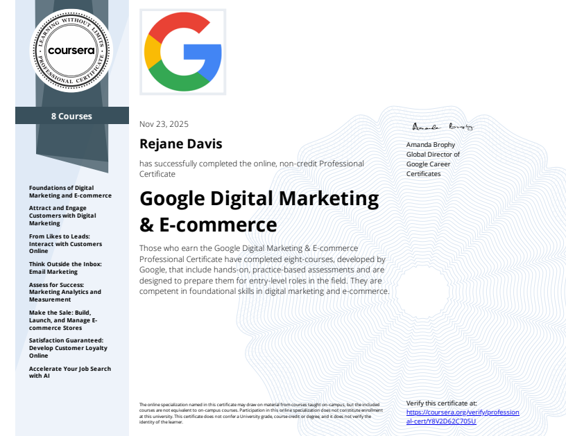 Google Digital Marketing & Ecommerce Certificate