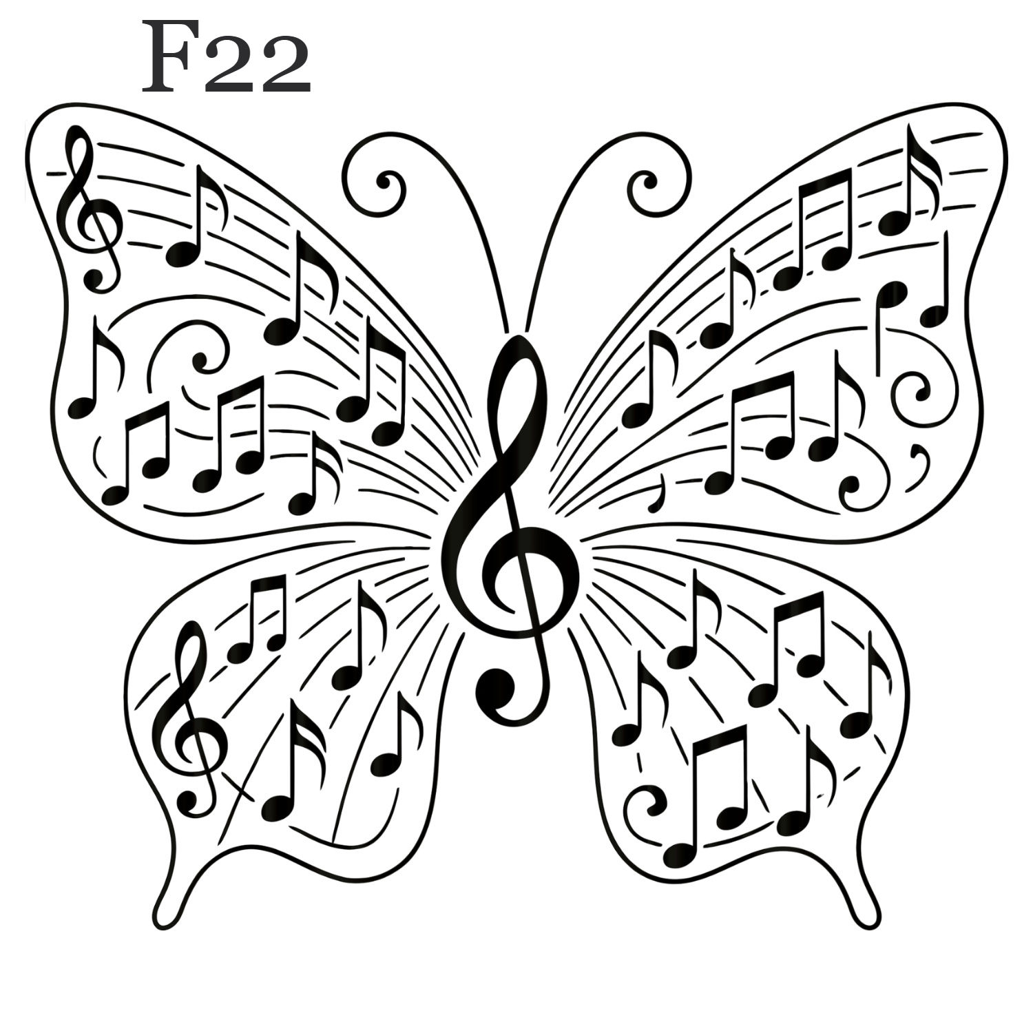 F22 Musical Butterfly Jagua Gel Temporary Tattoo