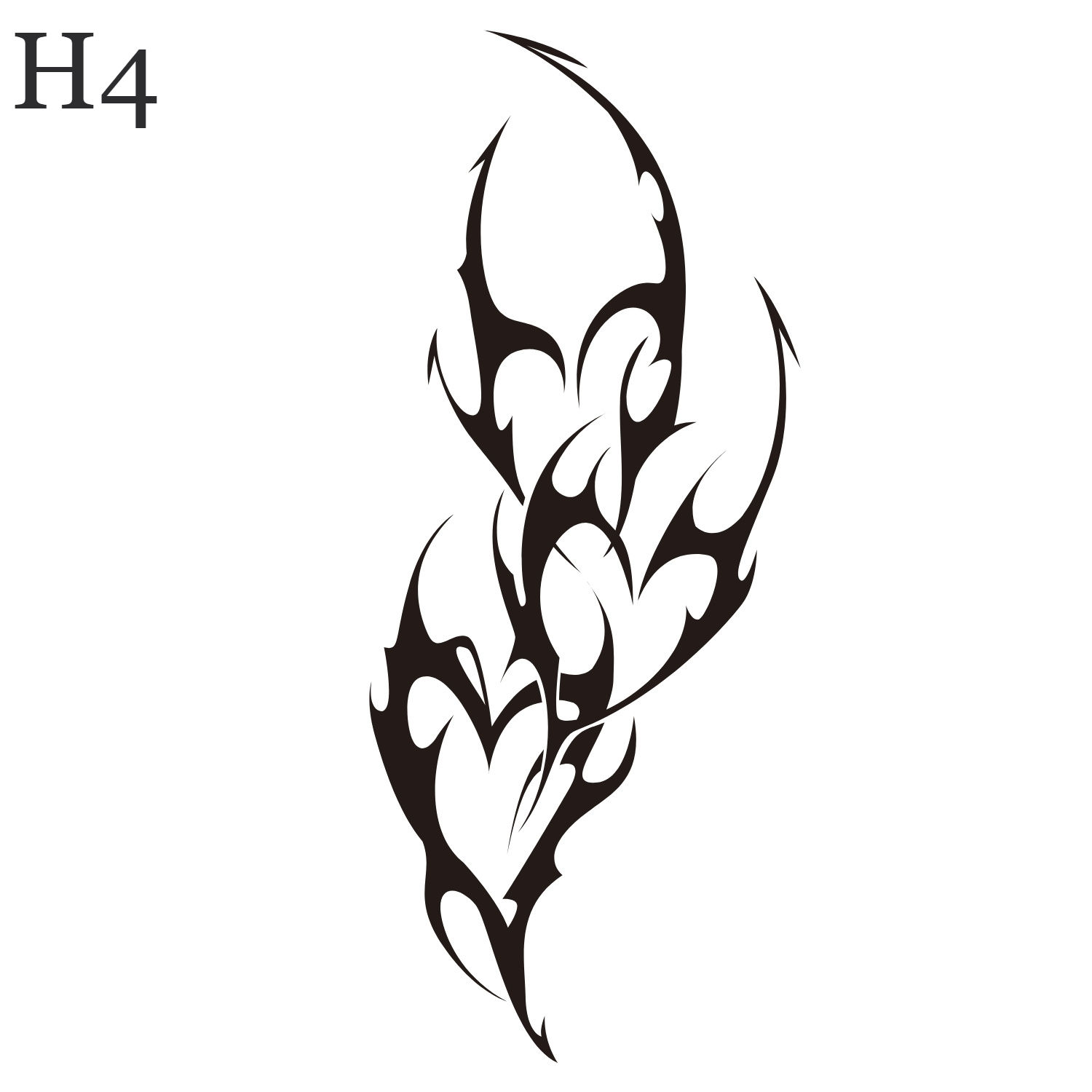 H4 Tribal Hearts Jagua Gel Temporary Tattoo