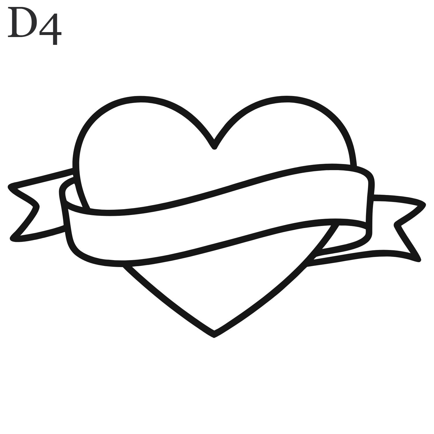 D4 Heart with Banner Jagua Gel Temporary Tattoo