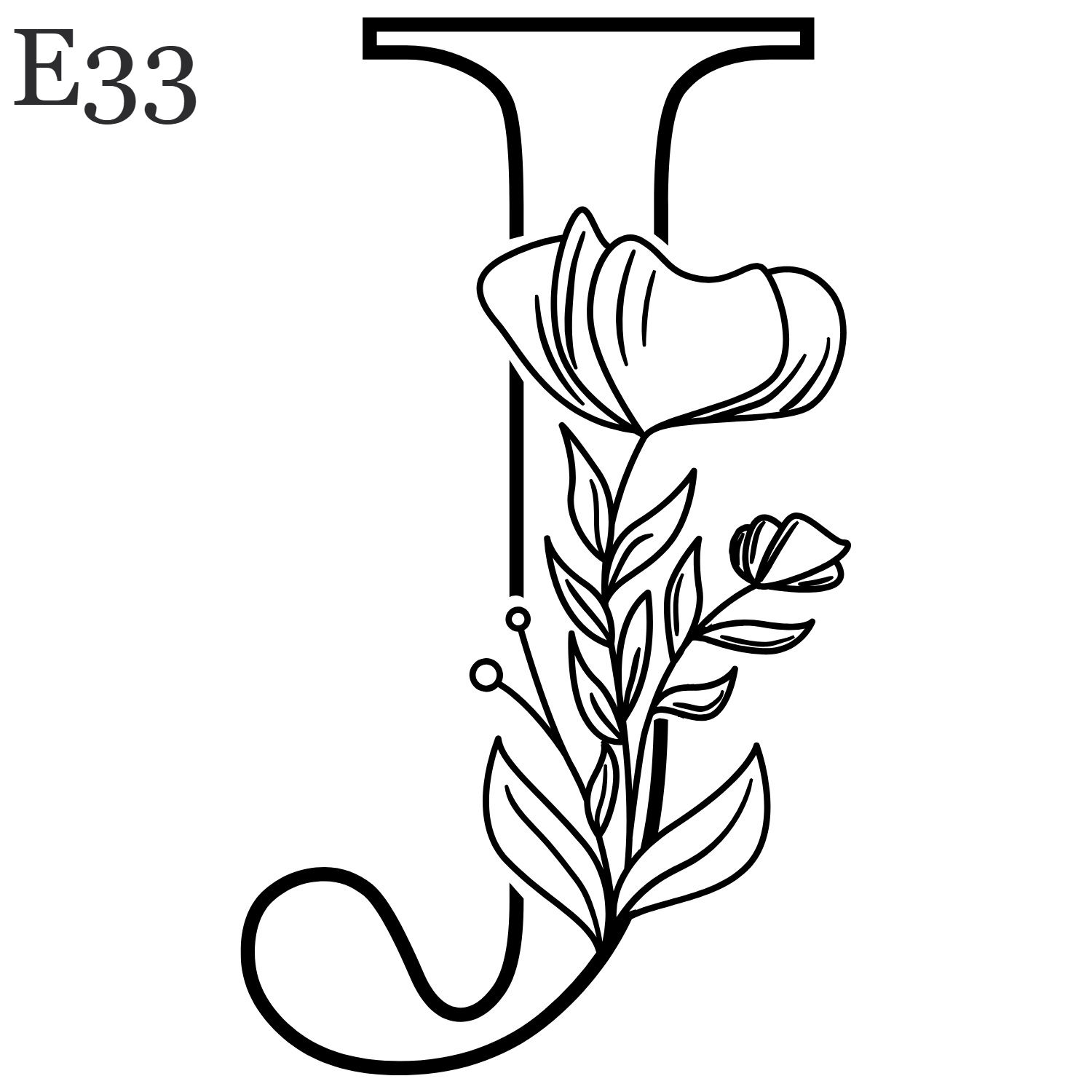 E33 Flower J Temporary Tattoos