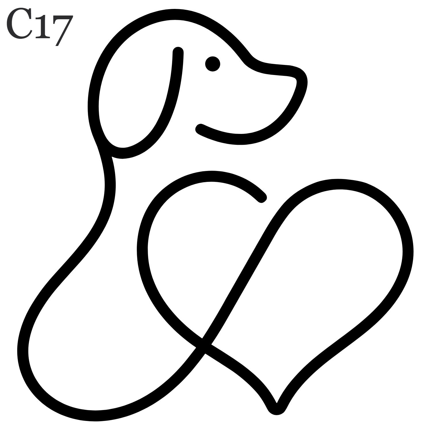 C17 Dog with Heart Jagua Gel Temporary Tattoo