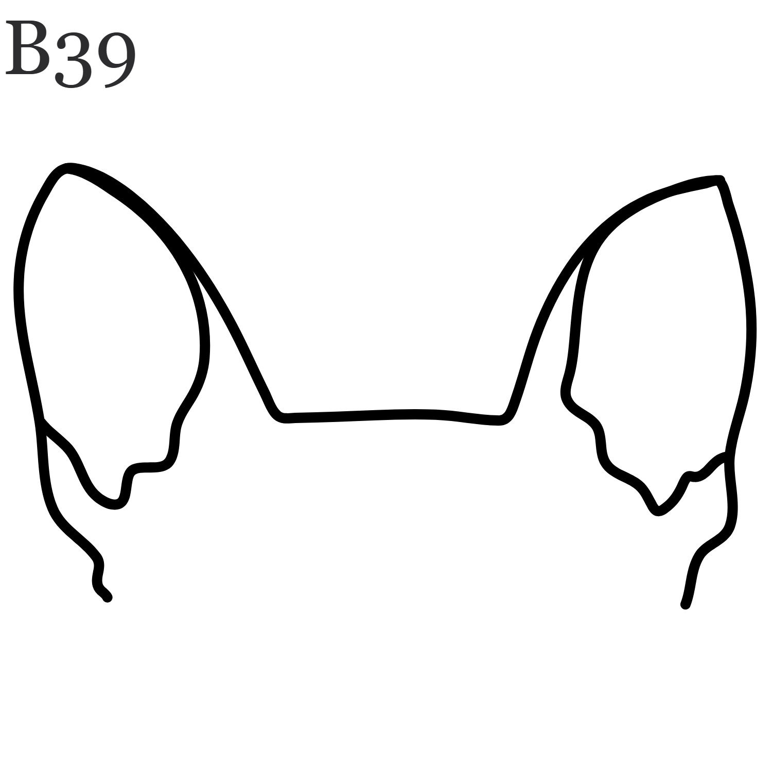 B39 Pointy Dog Ears Outline Jagua Gel Temporary Tattoo