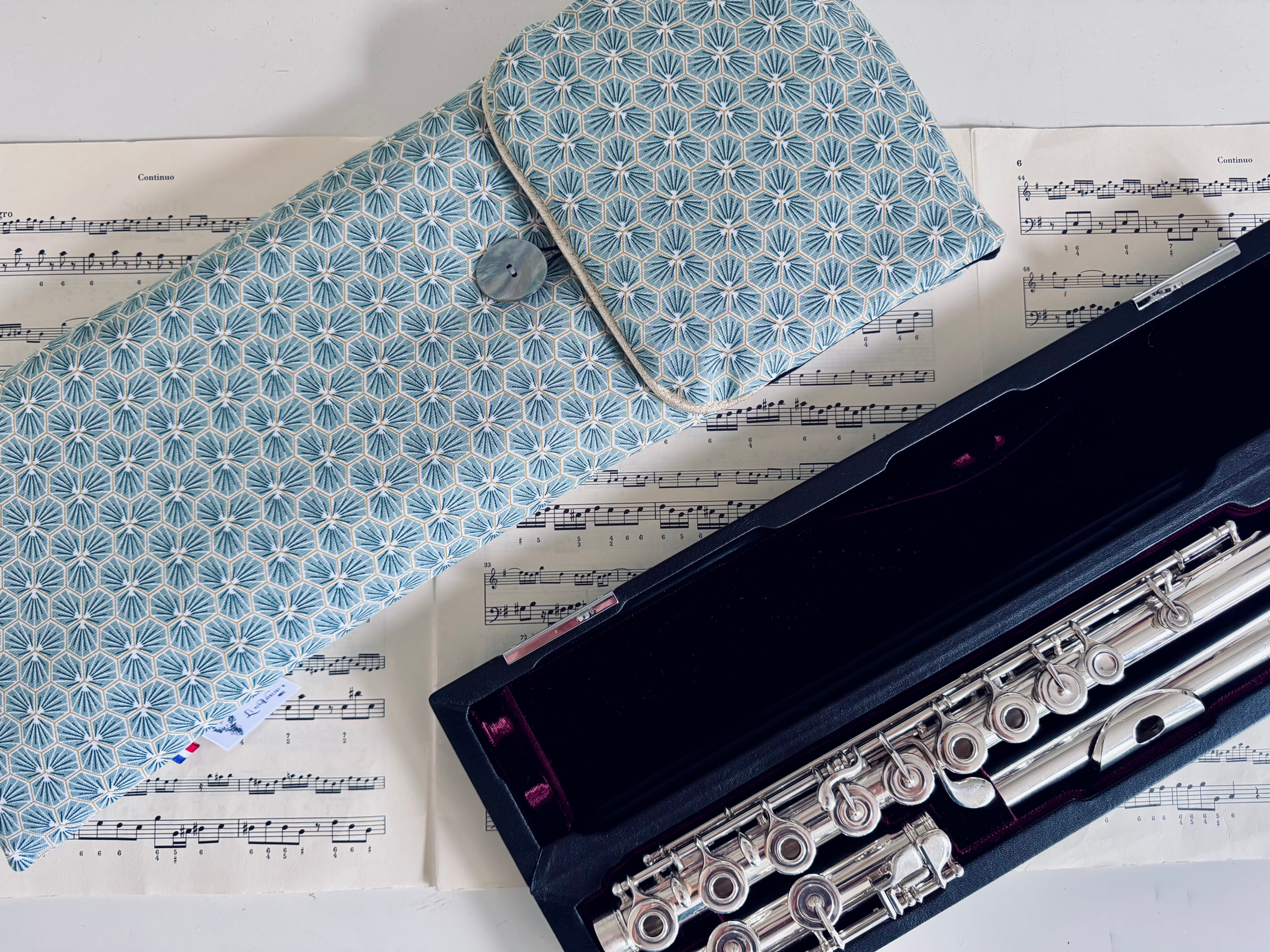 Housse souple pour boîte de flûte moderne - Modèle "SYMPHONIE" -Fermeture bouton