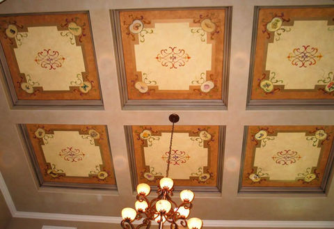 Hand painted details with gold leaf and faux finish on walls