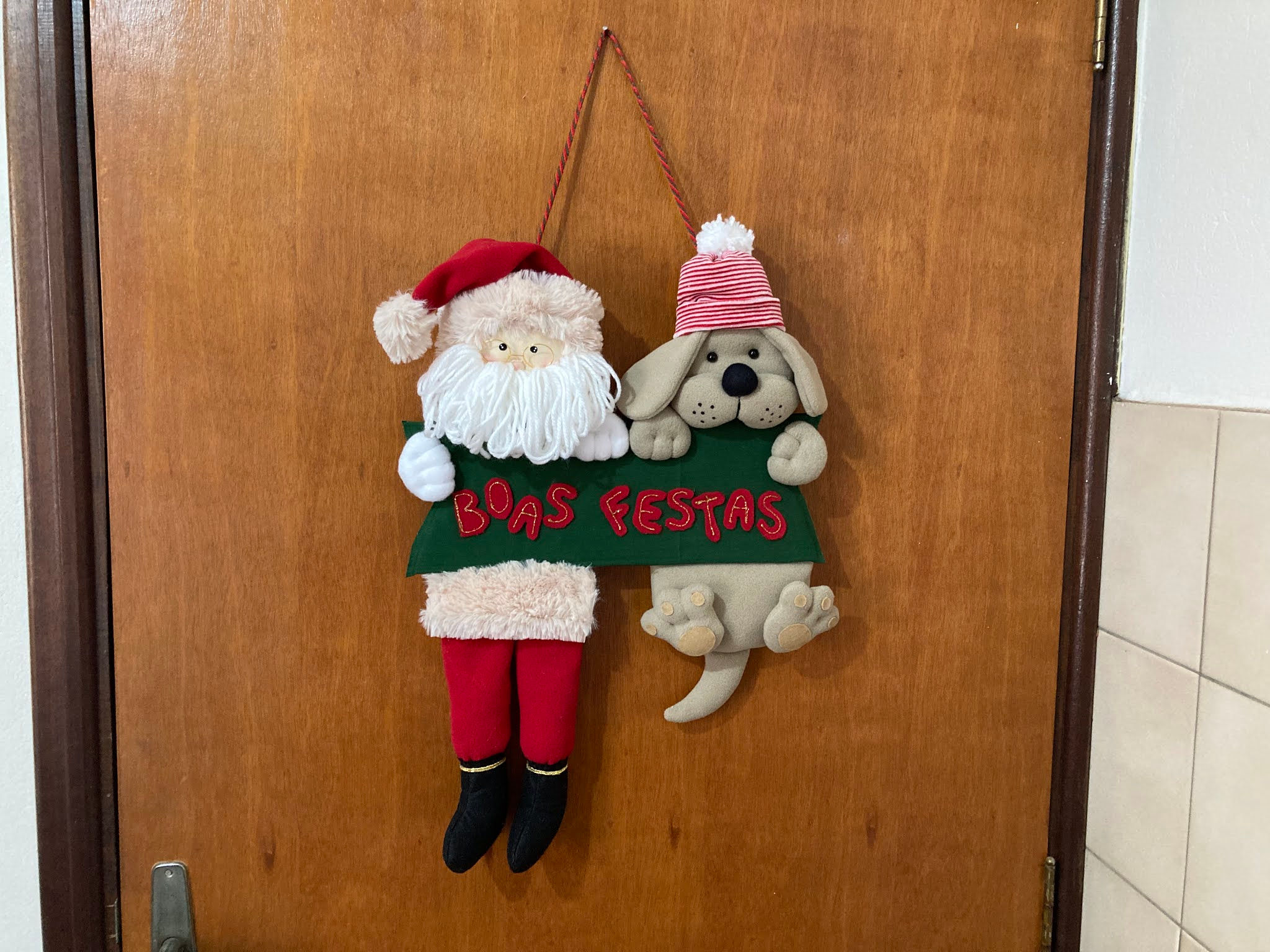 Projeto enfeite de porta papai noel e cachorro