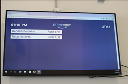 Displayed screen of rush orders placed to be delivered within one hour.