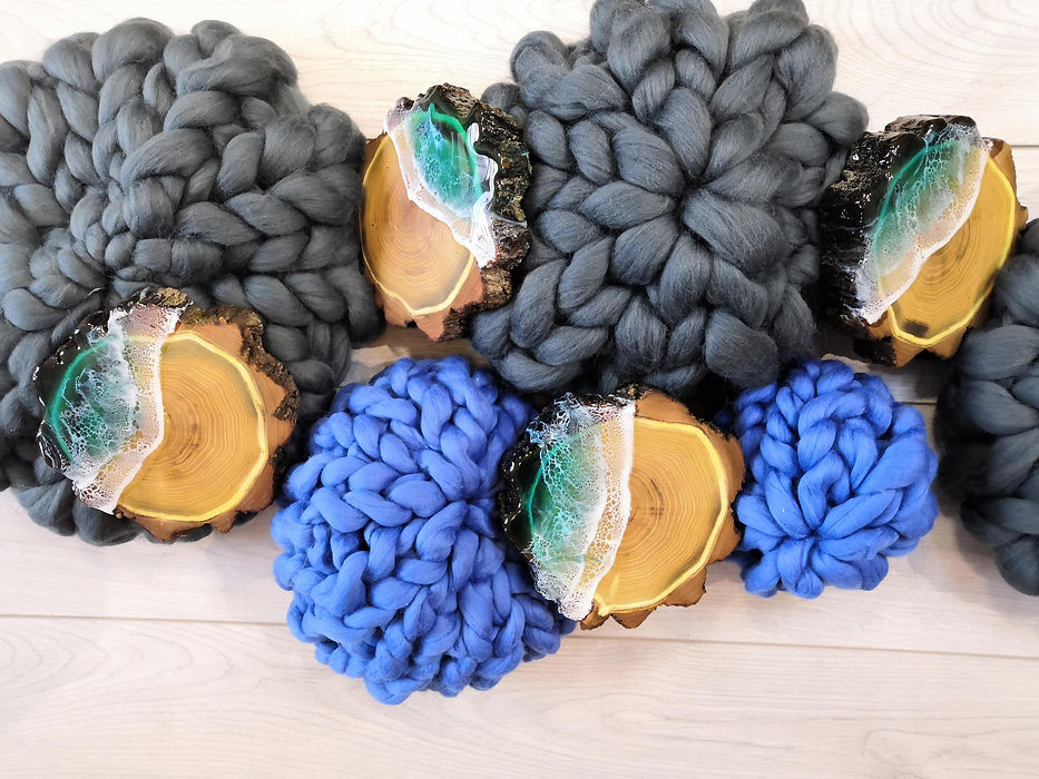 wooden cut with ocean epoxy resin art