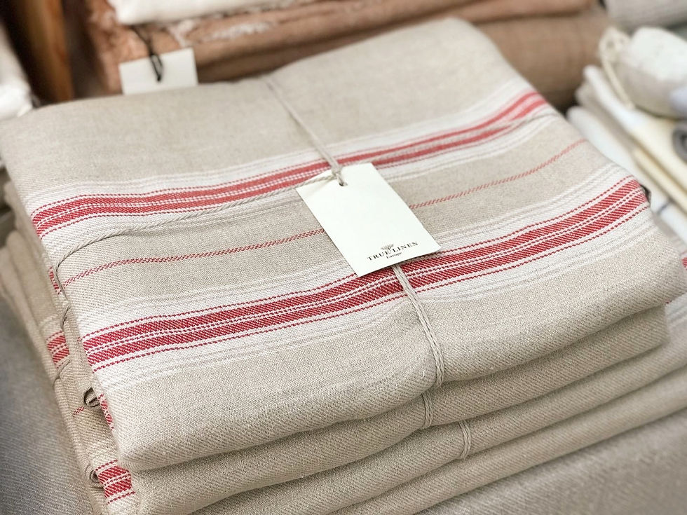 Thumbnail: Red Stripe Linen Tablecloth