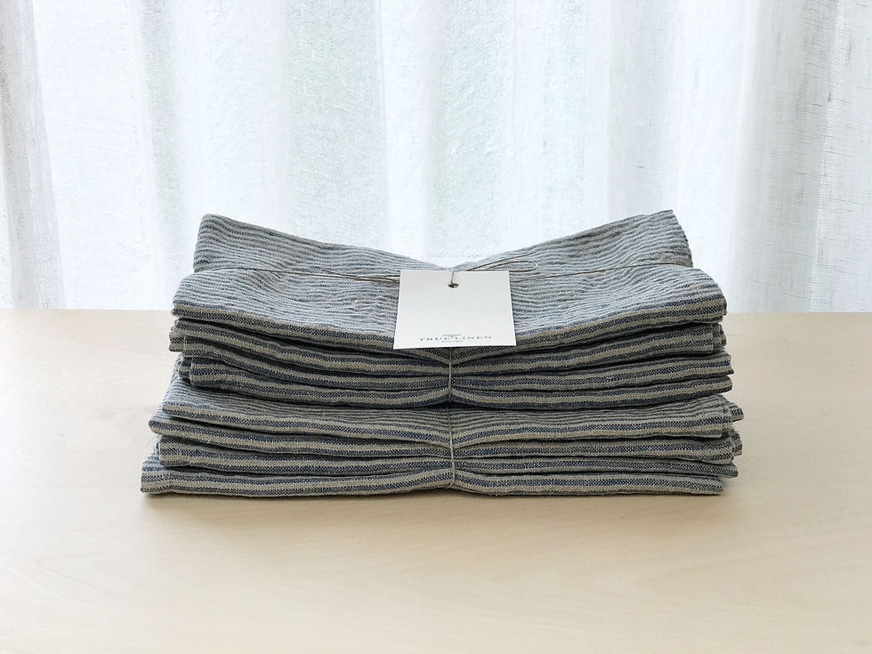 Thumbnail: Blue Stripe Linen Napkins