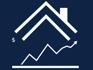 “Illustration of a house with a line graph showing how inflation affects mortgage rates.