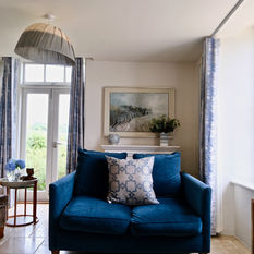 Living Room Penpol Rou Interior Design Cornwall  Blue Velvet Sofa 