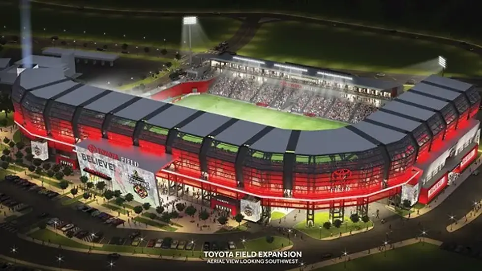 High angle view of Toyota Field during a San Antonio FC soccer match