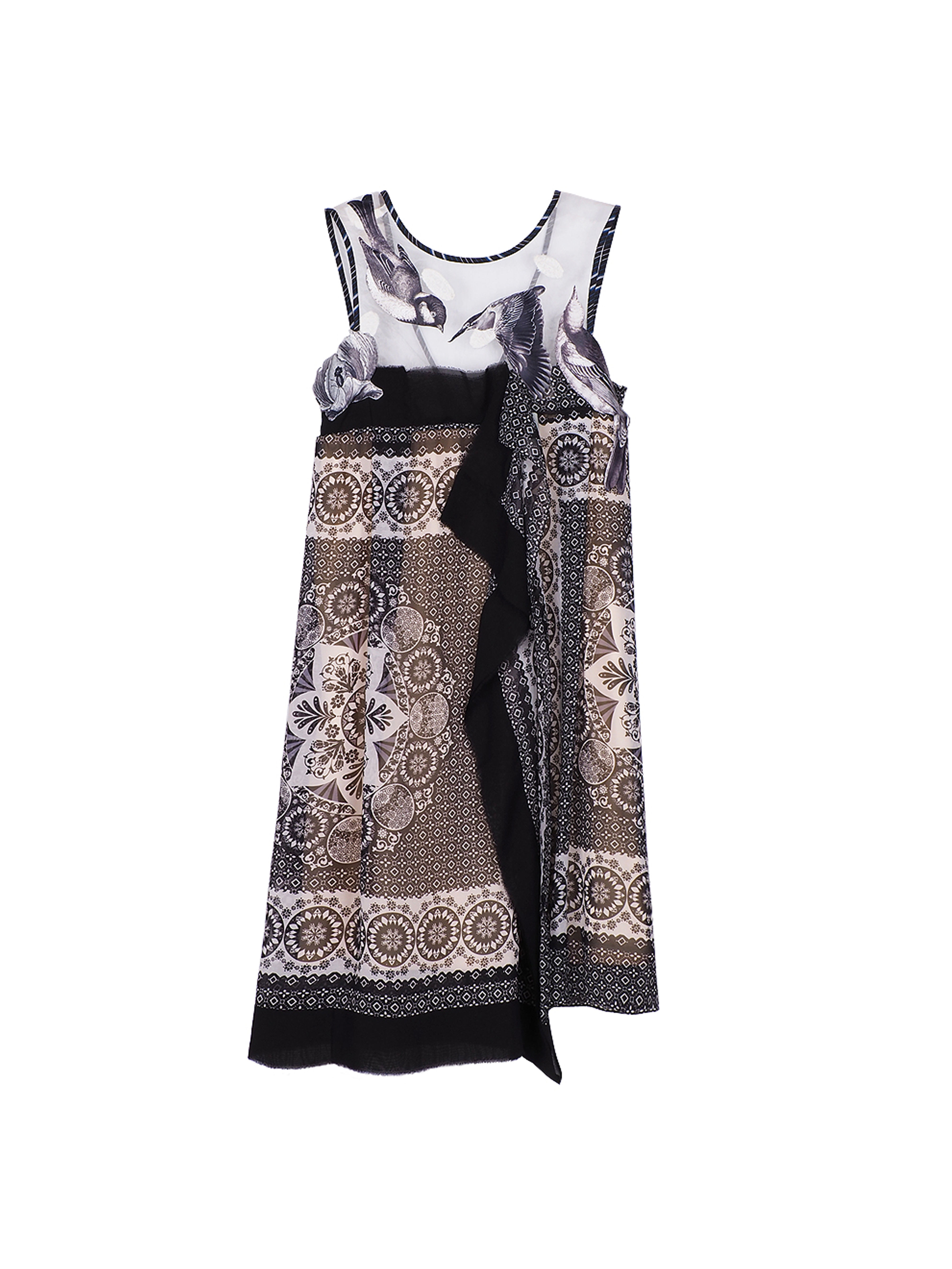 Black Block Chiffon Draped Dress