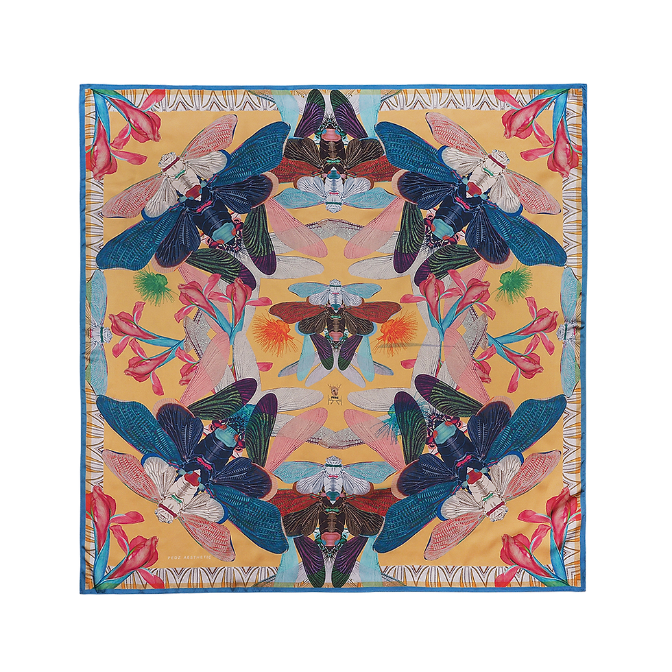 Yellow Bee in Secret Garden Scarf 90