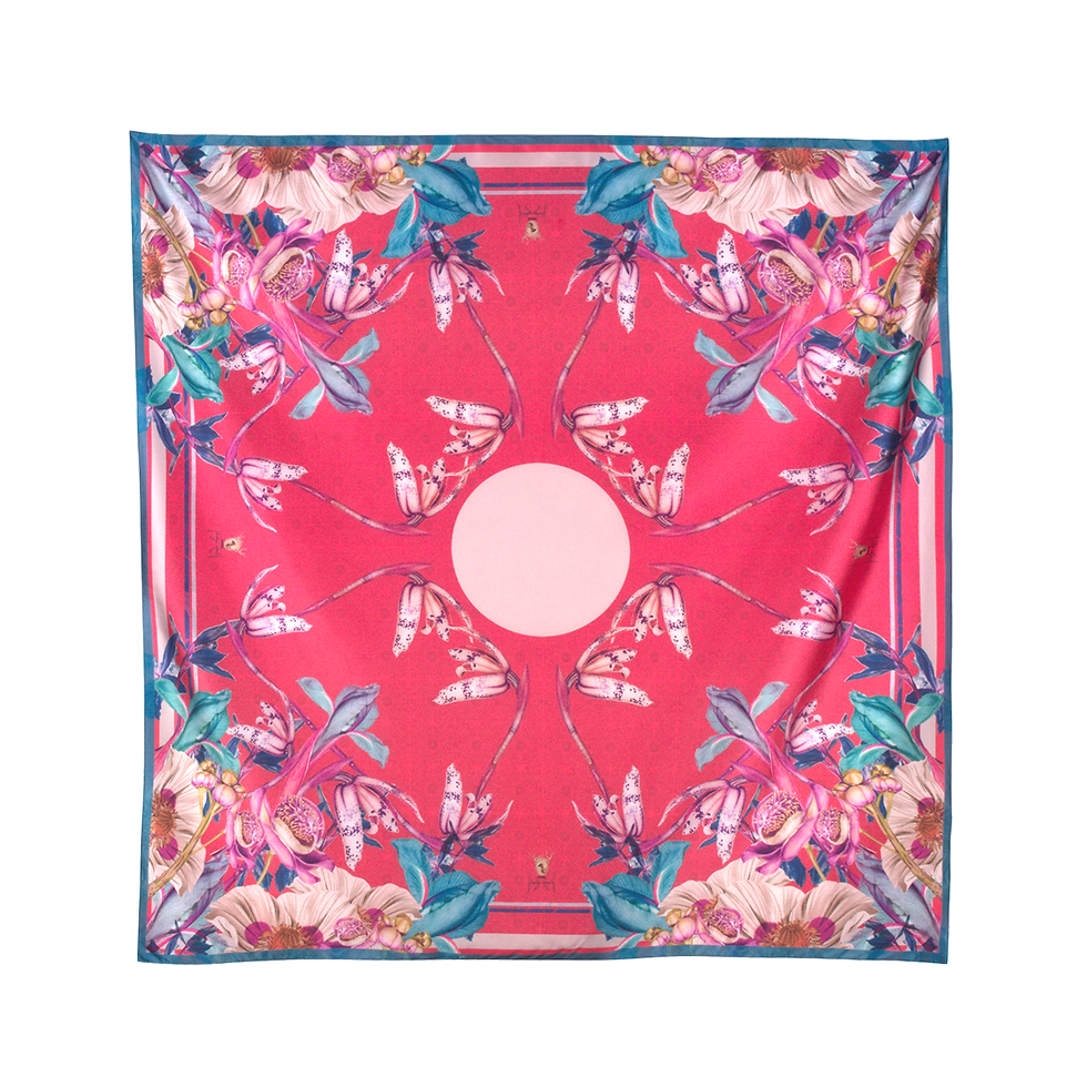 Red Secret Shala Flower Scarf 90