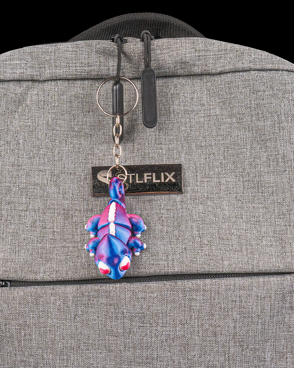 Thumbnail: Magnetic Chameleon Duo with Heart Rock | Articulated Keychain Set Valentines Day