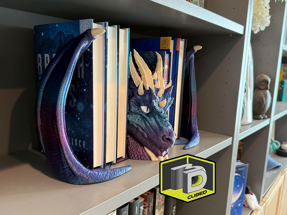الصورة المصغرة: Mythical Dragon Bookends – Horned Dragon with Split Wings | Fantasy Creature Hom