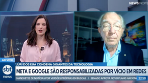 A condenação das gigantes Meta e Google por negligência em casos de vício em redes. (No SBT NEWS, 25. de março 2026