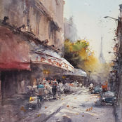 "Cafe on Boulevard Paris"
Watercolor
22x15 in
$3000