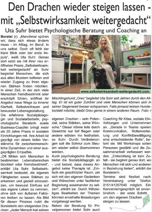 Zeitungsartikel über die Praxiseröffnung