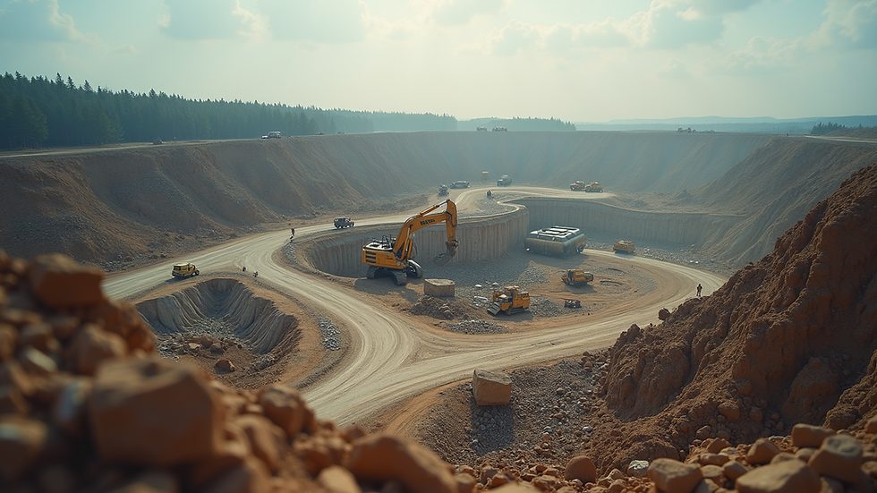 High angle view of a heavy construction site