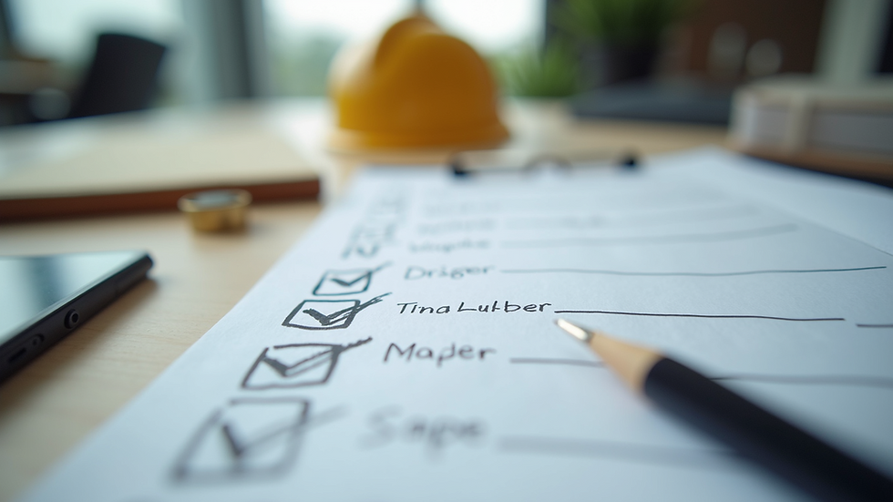 Close-up of a checklist for contractor licensing requirements