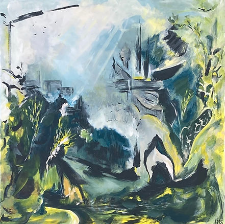 Abstraktes Gemälde "Es könnte jederzeit passieren"