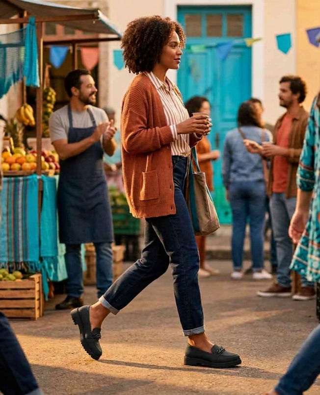 Mocassim feminino confortável Aconchego Preto Modare